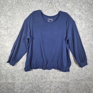 Any Body Women's Long Sleeve Pullover Top Blue Size 2X